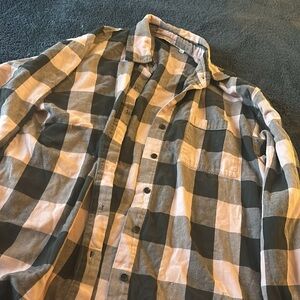 Pink and black plaid button up